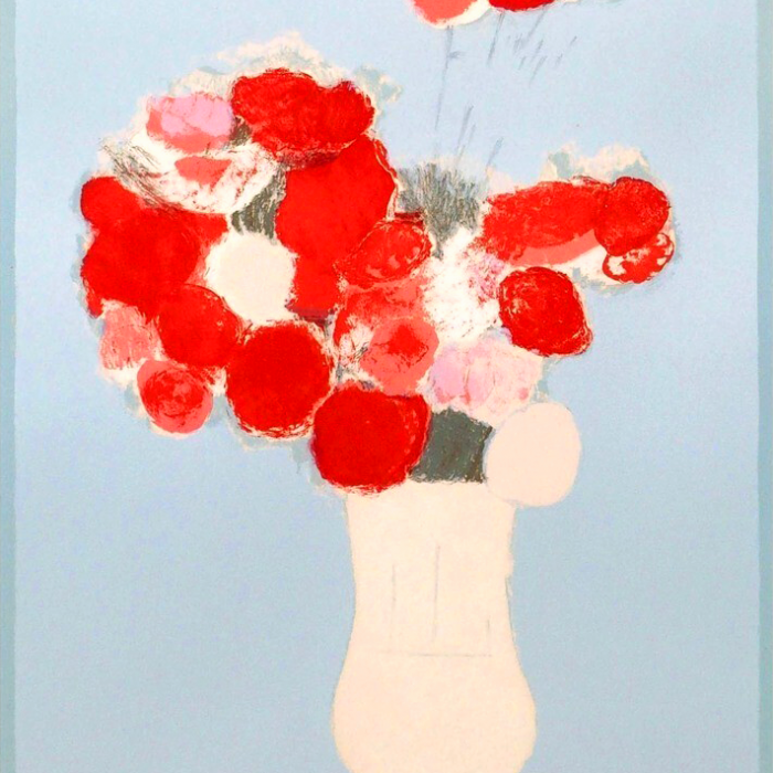 Red Bouquet on a Blue